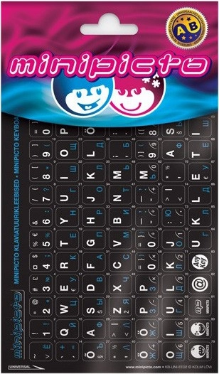 Minipicto keyboard stickers EST/RUS KB-UNI-EE02-BLK-BLUE  black/white/blue