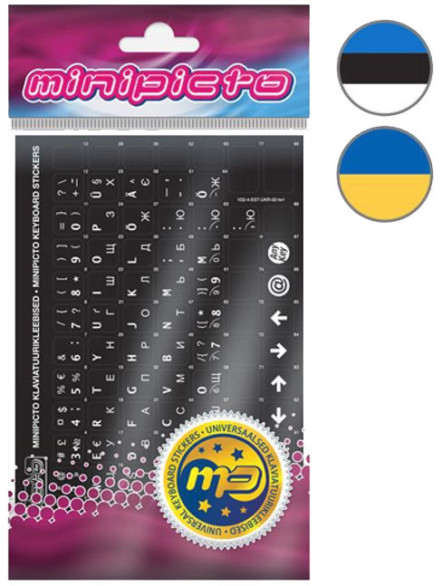 Minipicto keyboard stickers EST/UKR black/matte (KB-UNI-ESTUKR02TW-BL)