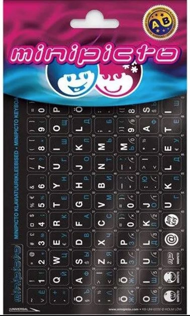 Minipicto keyboard stickers EST/RUS black/blue (KB-UNI-RU02-BLK)
