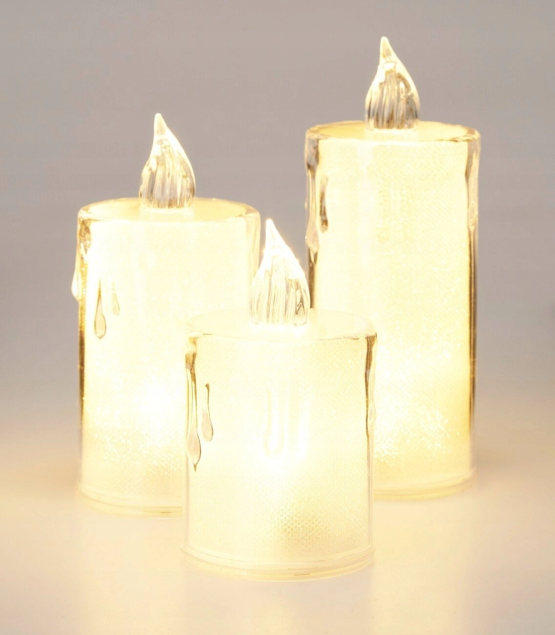 Koopman DECORATIVE CANDLE 3 PCS TRANSPARENT