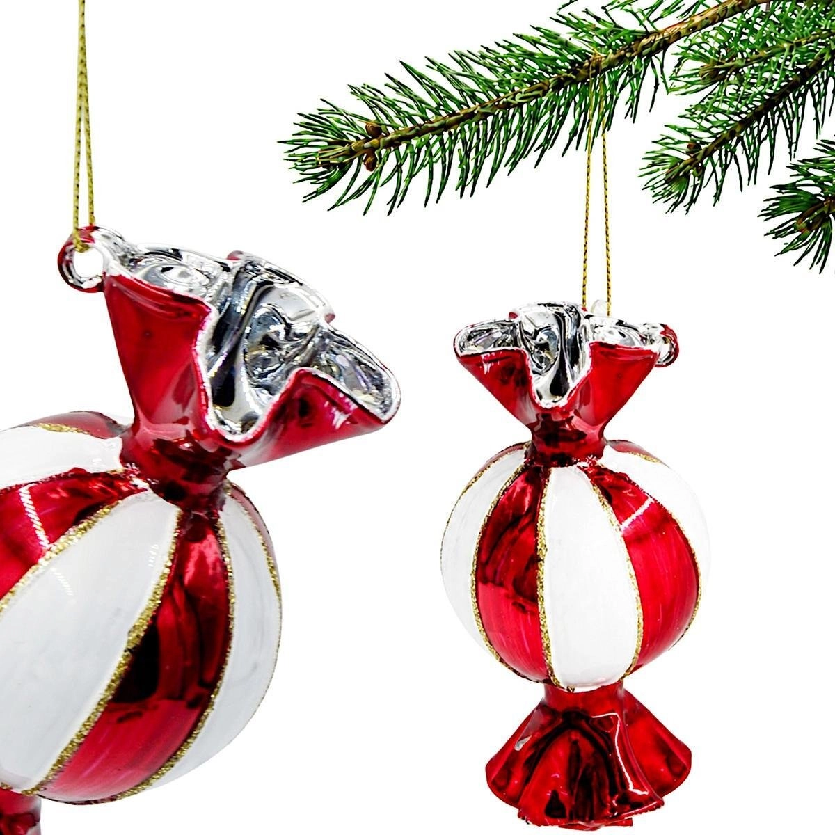 Koopman GLASS CANDY BAUBLE 10CM VERTICAL