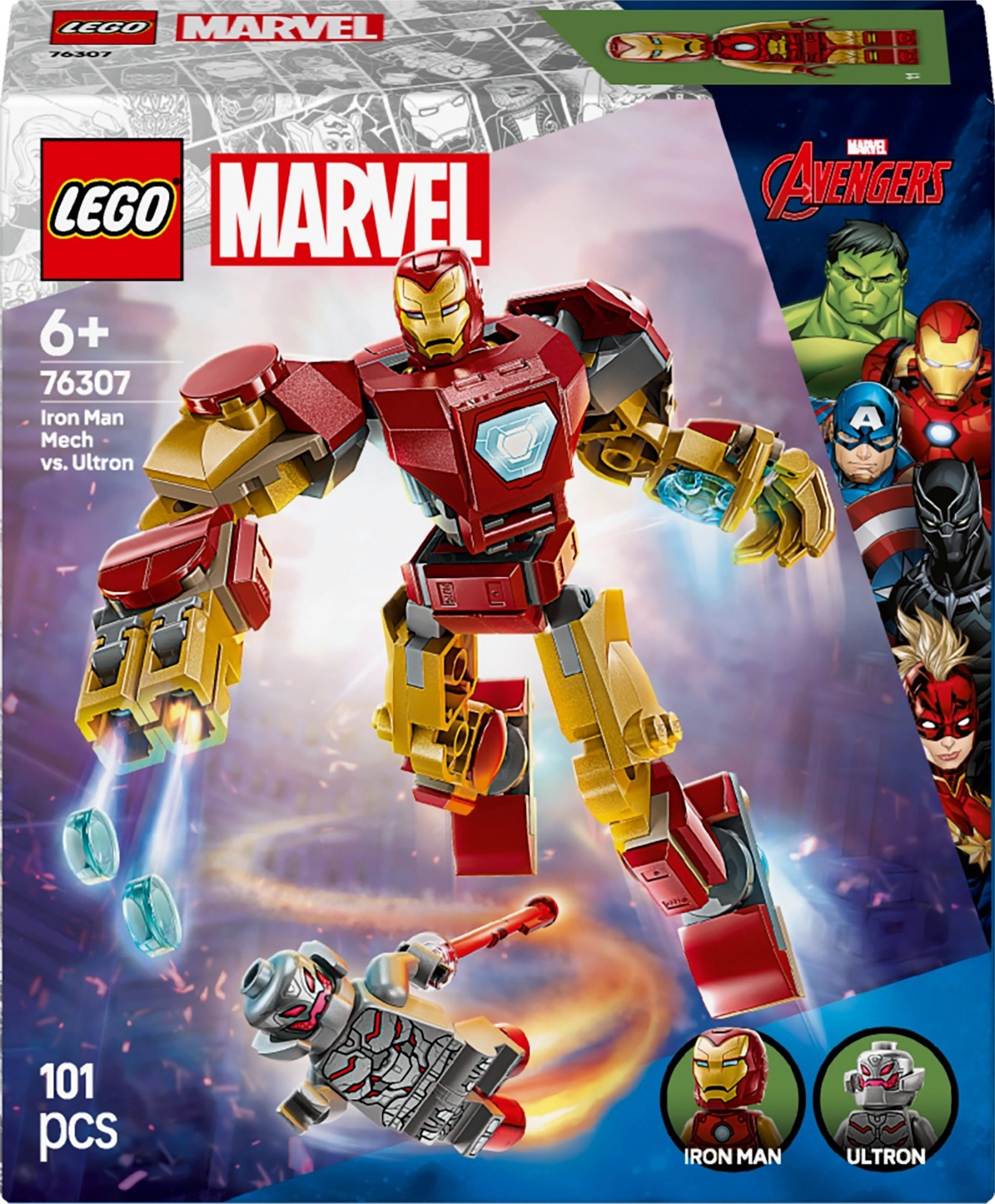 LEGO® Marvel Geležinio žmogaus robotas prieš