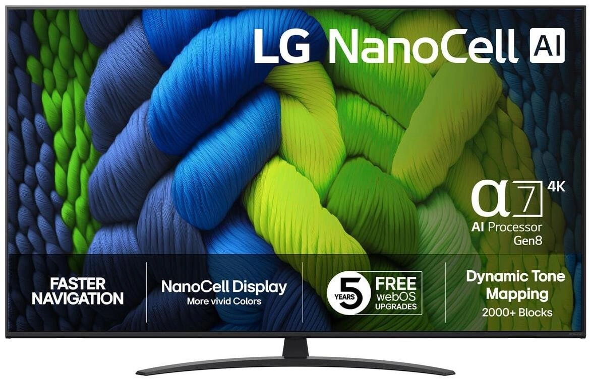 LG NanoCell AI NANO82 165,1 cm (65") 4K Ultra HD Viedtelevizors Wi-Fi Melns