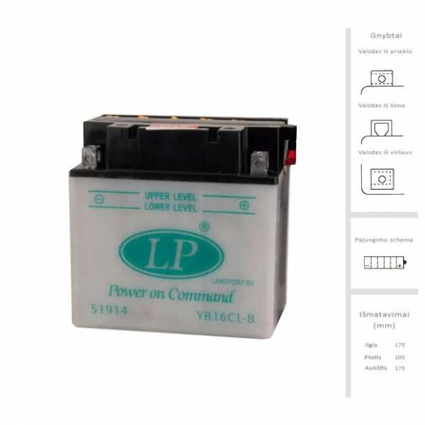 Landport Akumuliatorius 19 Ah 12V YB16CL-B