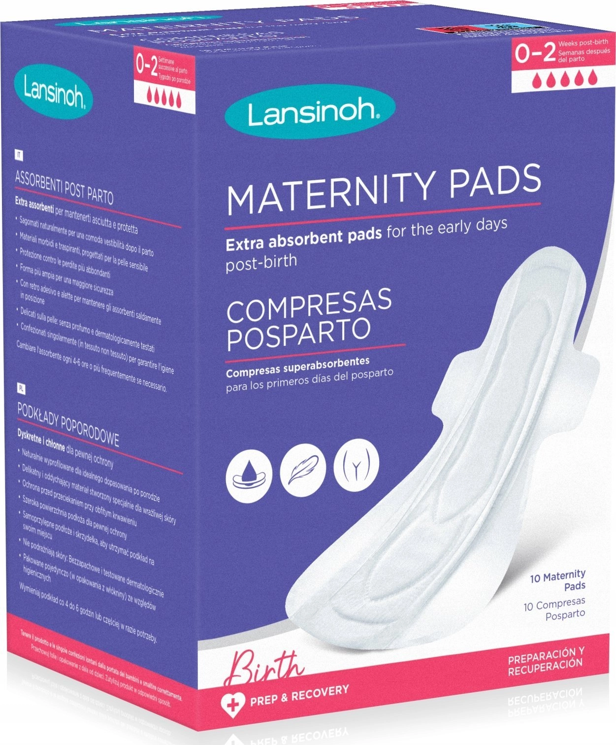 Lansinoh Postpartum pads L 10 pcs
