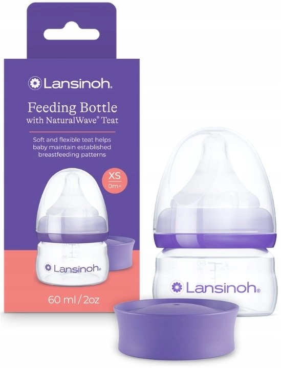 LANSINOH-FEEDING BOTTLE 60ML+NATURALWAVE XS pacifier (