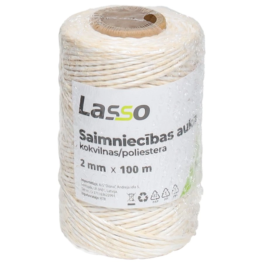 Aukla saimniecības 2mm 100m kokvilna/poliesters 9140550