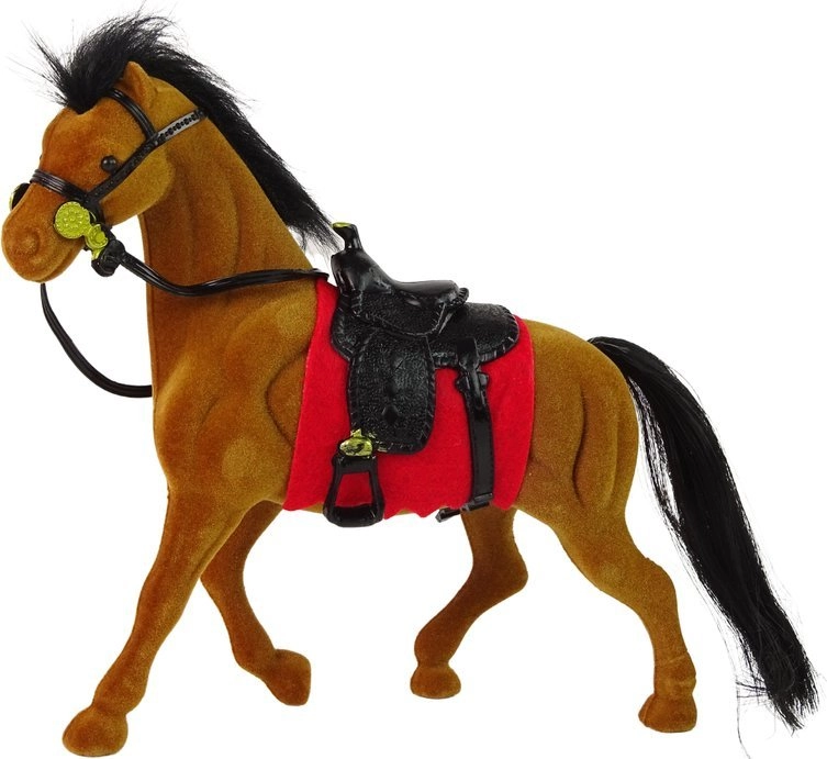 LeanToys Figurine Brown Velvet Horse Red