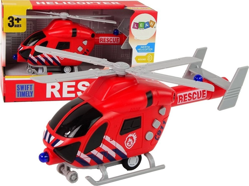 LeanToys Rescue Helicopter Fire Department Red