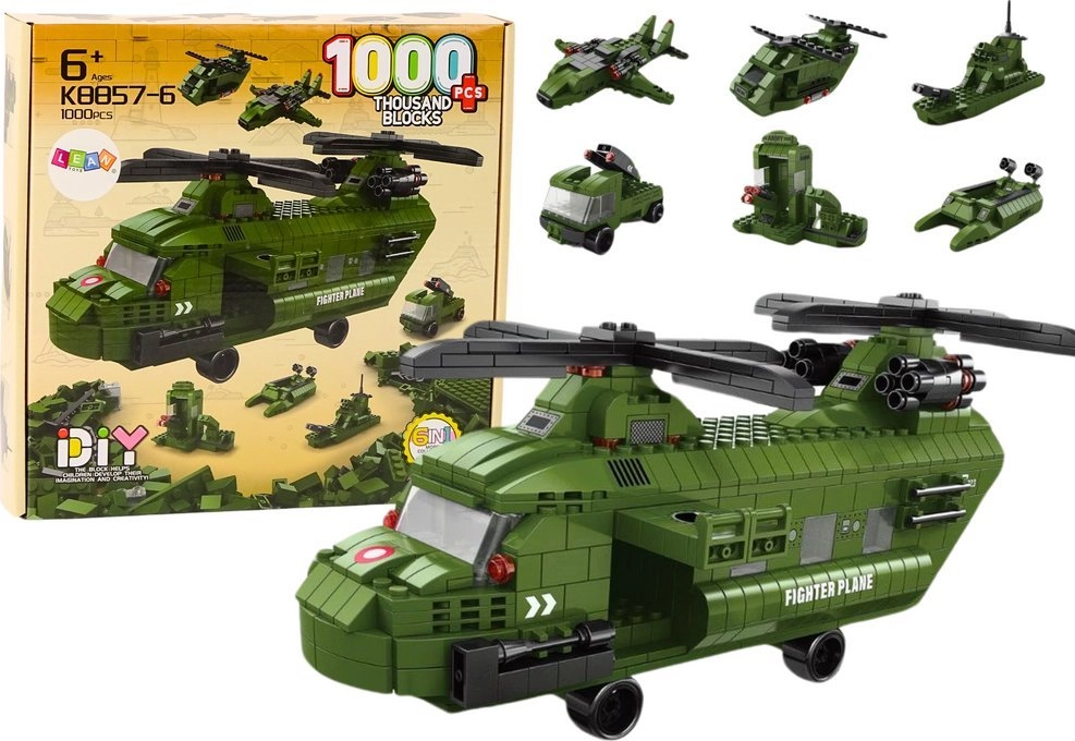 LeanToys Military Helicopter Block Set Military