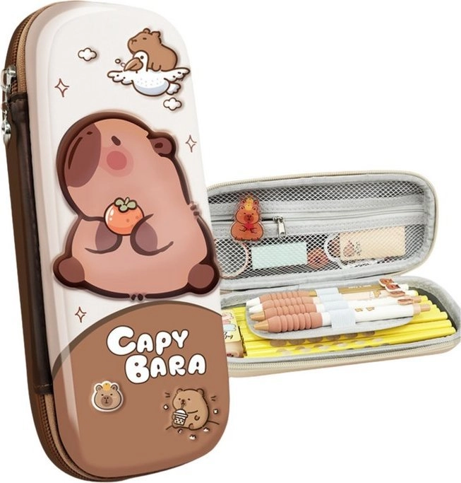 Stiffened school pencil case with a