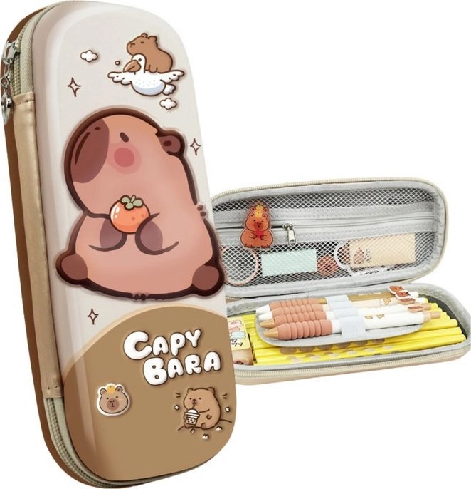 Stiffened school pencil case with a