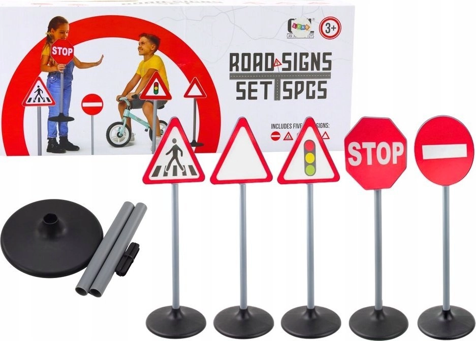 LeanToys Educational Set Warning Road Signs