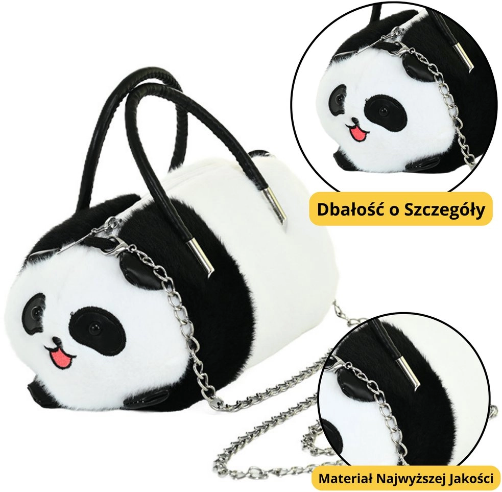 Plush Panda Bag  Metal Chain Handles