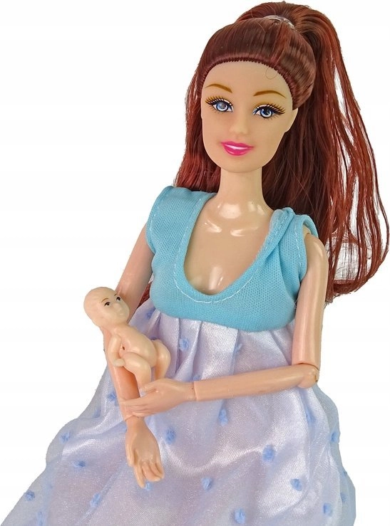 LeanToys Pregnant Baby Doll Blue Dress
