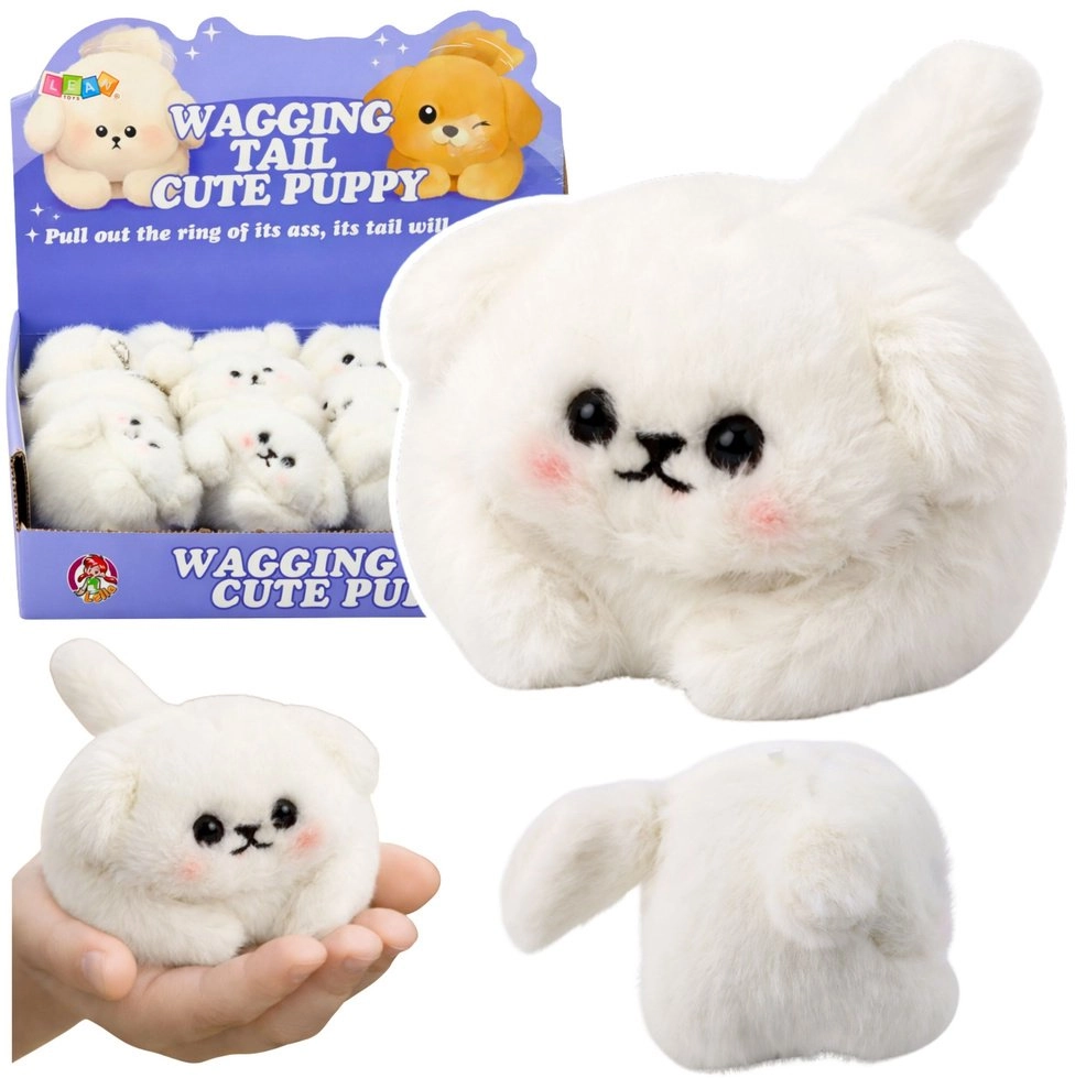LeanToys Plush White Dog with Twirling