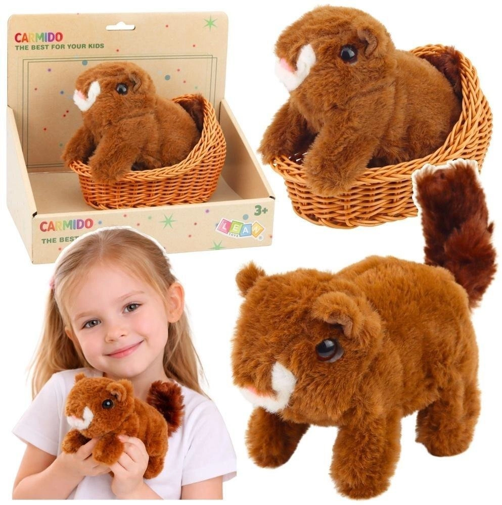 LeanToys Plush Interactive Squirrel In A