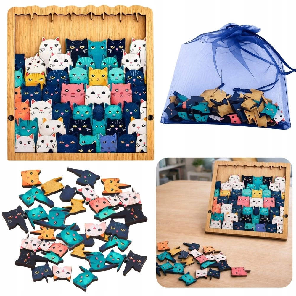 LeanToys Wooden Cat Puzzle Educational Puzzle