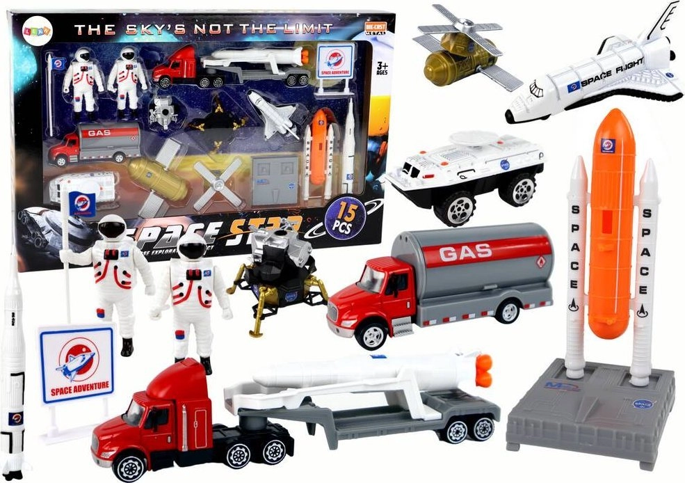 Set of space truck and rocket