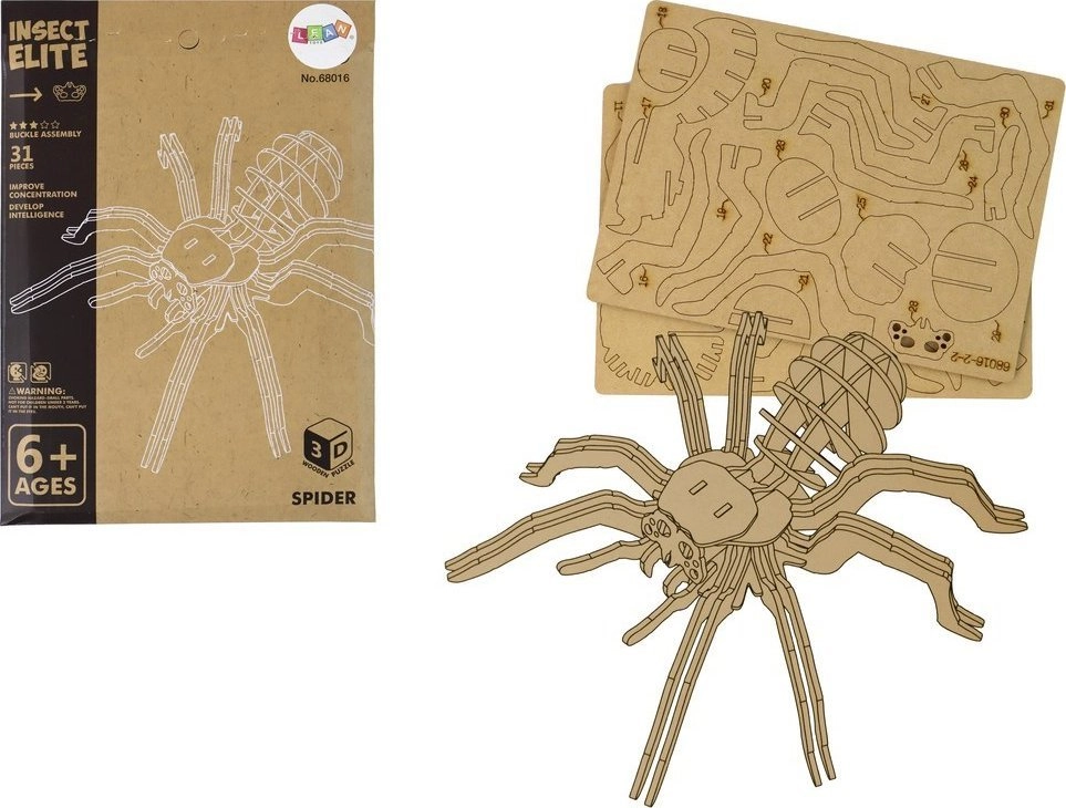 LeanToys Wooden 3D Spatial Puzzle Spider