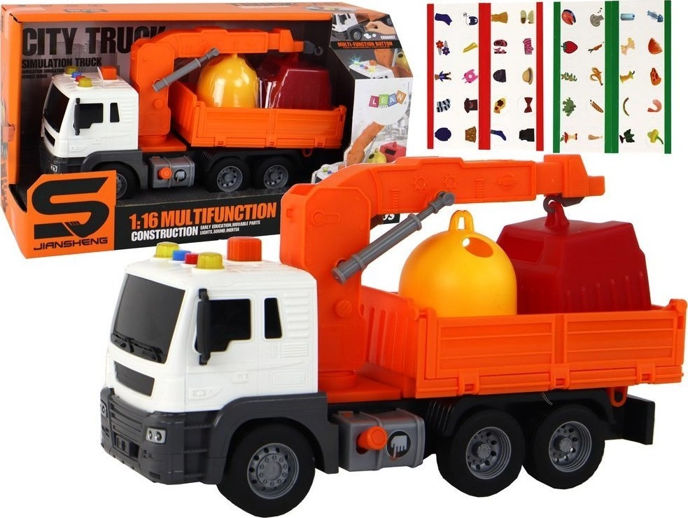 LeanToys Garbage Truck With Crane Friction