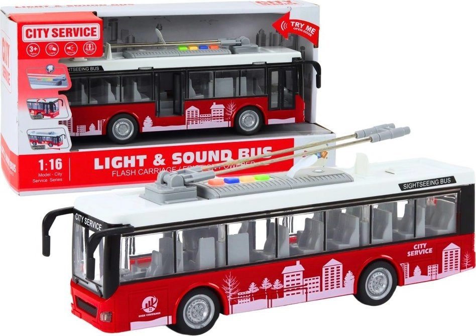 LeanToys Trolleybus Bus 1:16 Lights Sounds