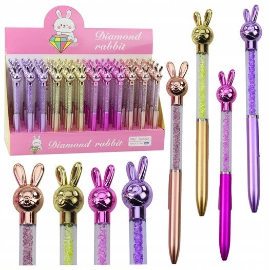 Ballpoint pen with a hare  diamonds
