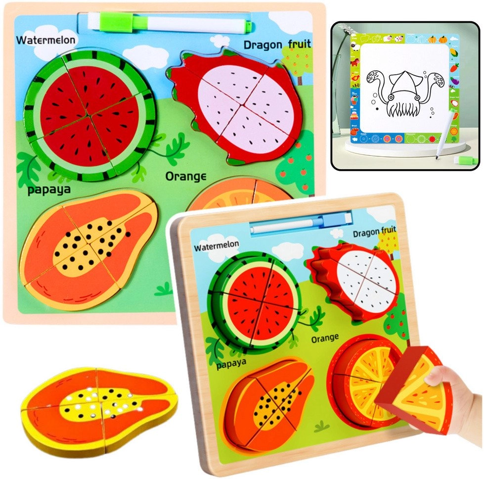 Puzzle Board 2in1 Wooden Educational Fruits