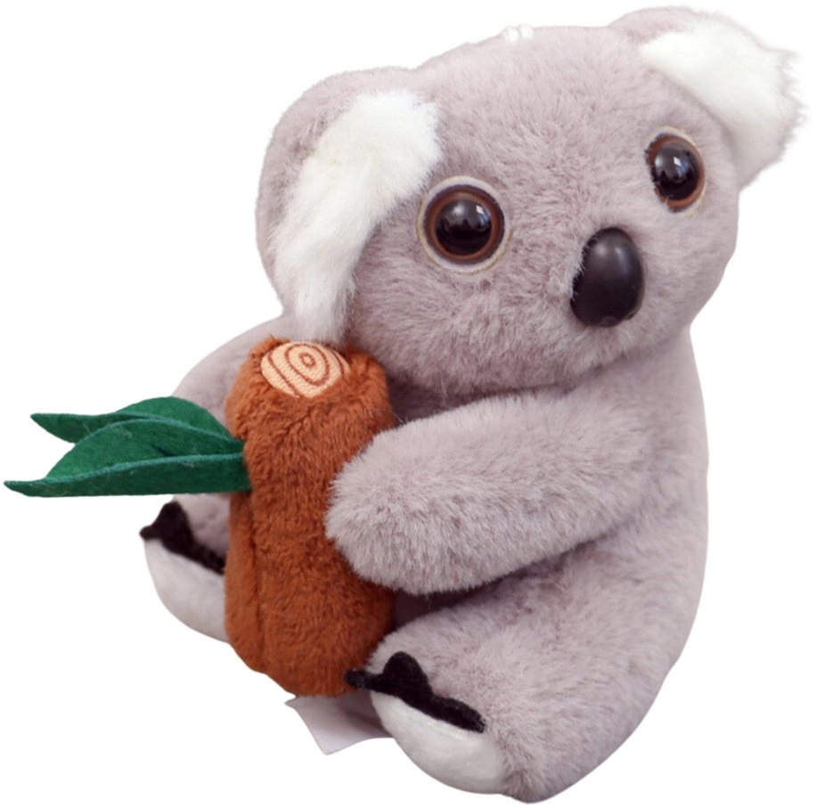 Plush Koala Keychain with Branch Gray