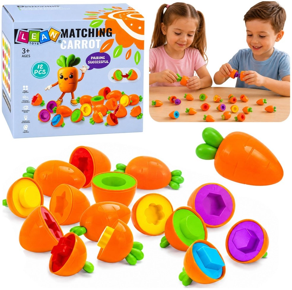 LeanToys Educational Carrot Shape Matching Color
