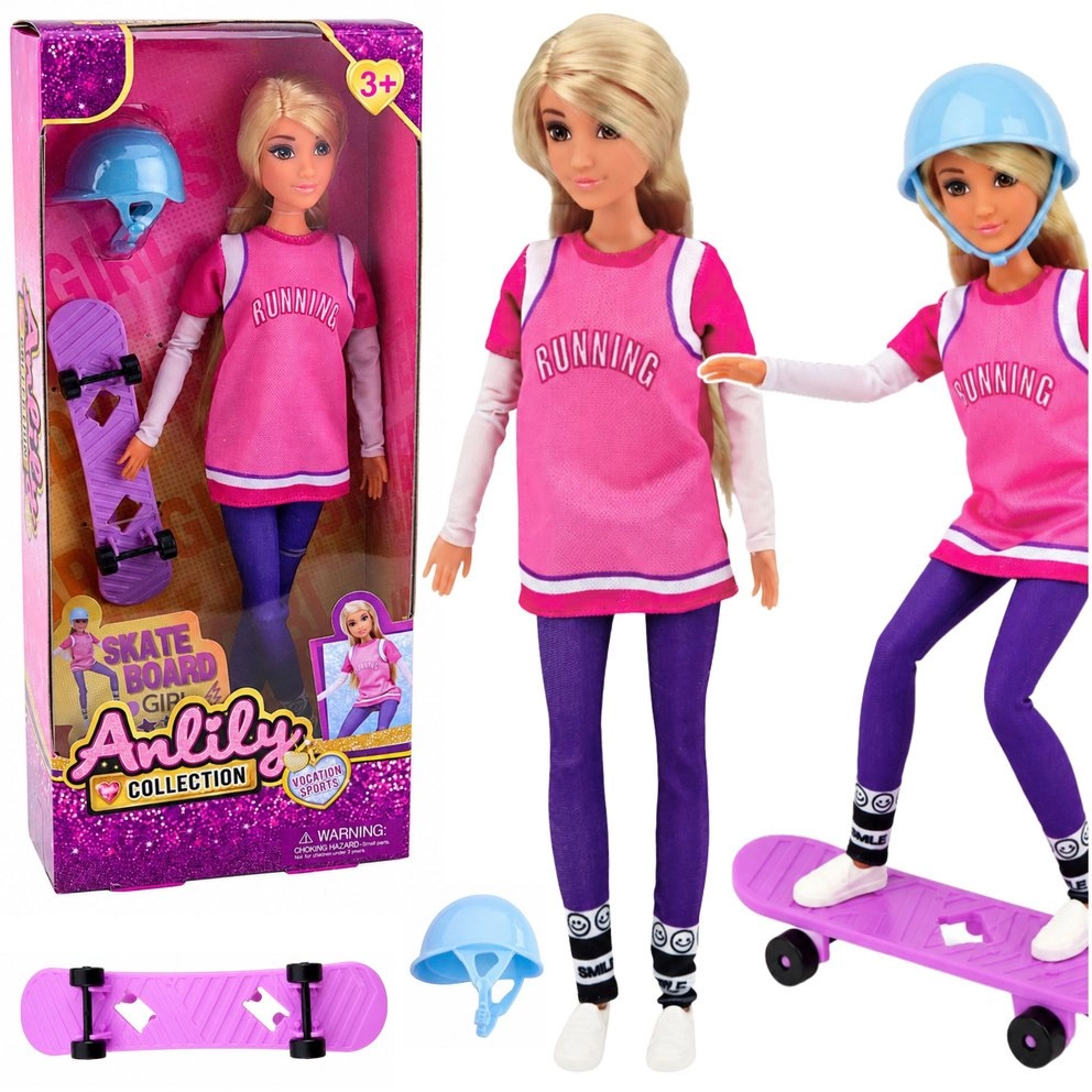 LeanToys Anlily Doll With Purple Skateboard