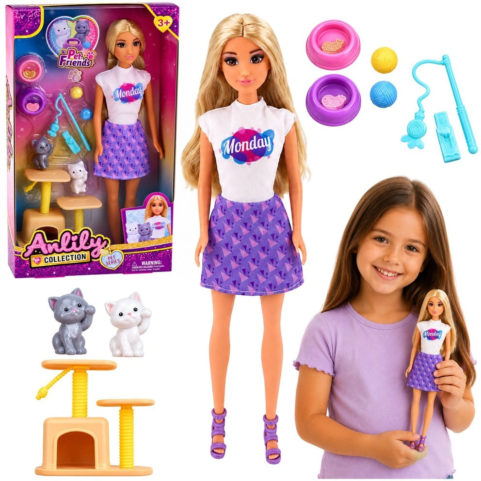 LeanToys Anlily Doll with Cats Scratching