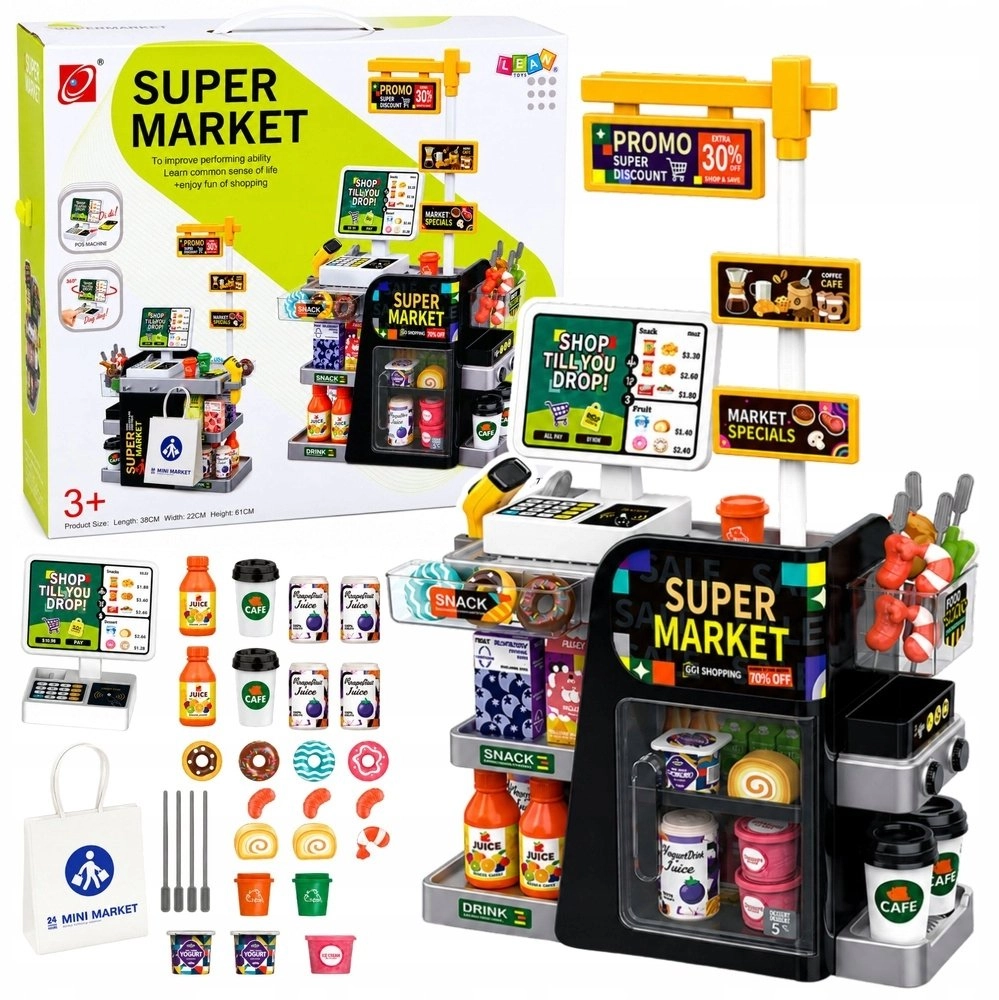 LeanToys Supermarket Cash Register Scanner Beverage