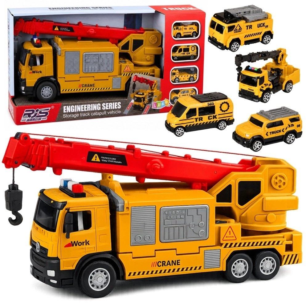 LeanToys Truck with Crane and Vehicle