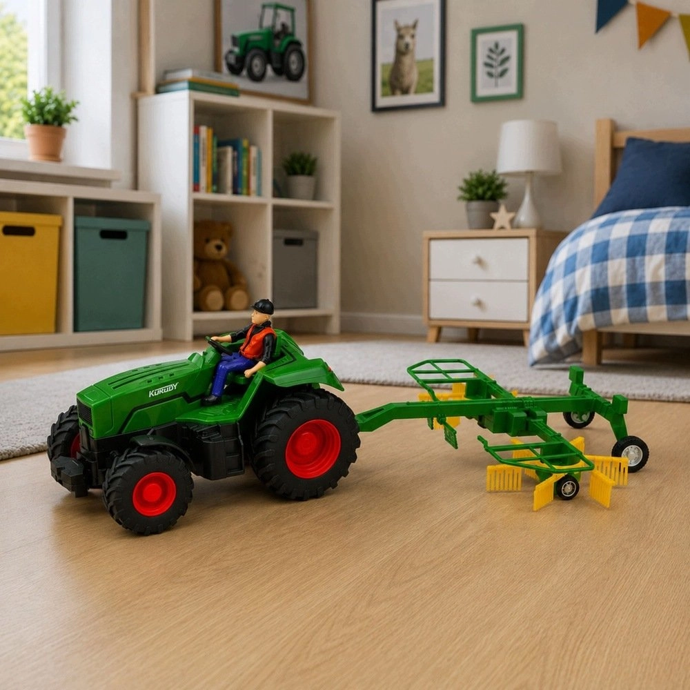 LeanToys Farm Tractor with Rake Farmer