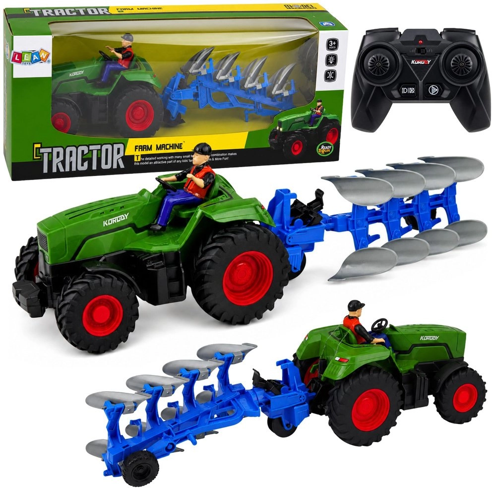 LeanToys Tractor with Plow and Farmer