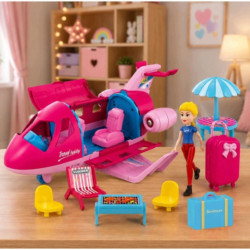 LeanToys Expandable Doll Airplane Travel Set