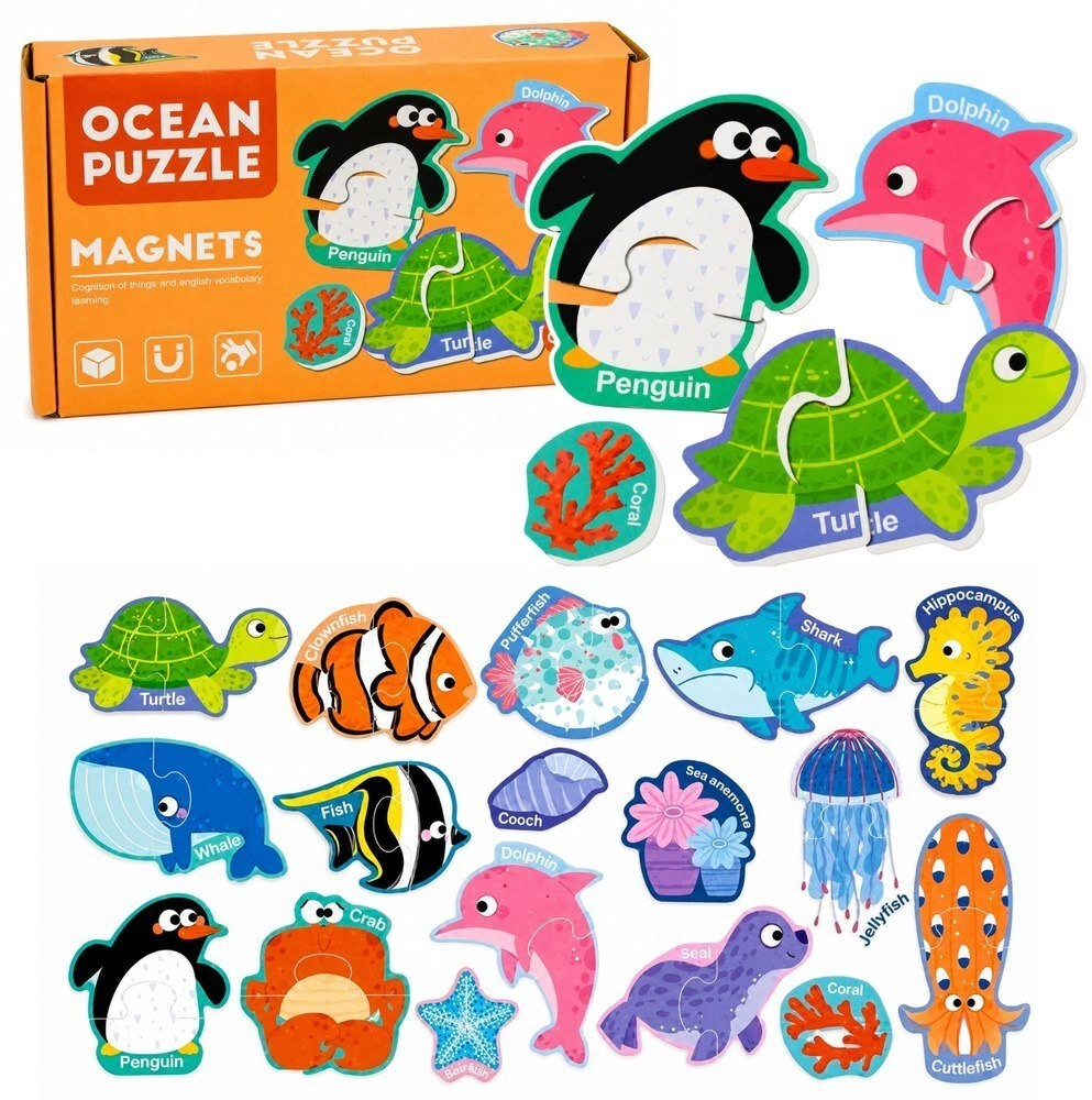 LeanToys Magnetic Puzzle Sea Animals Educational