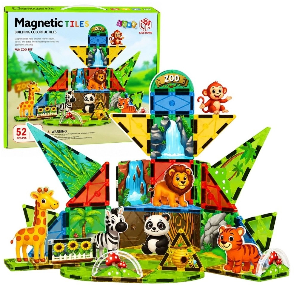 LeanToys Klocki Magnetyczne Konstrukcyjne Dzikie Zwierzęta