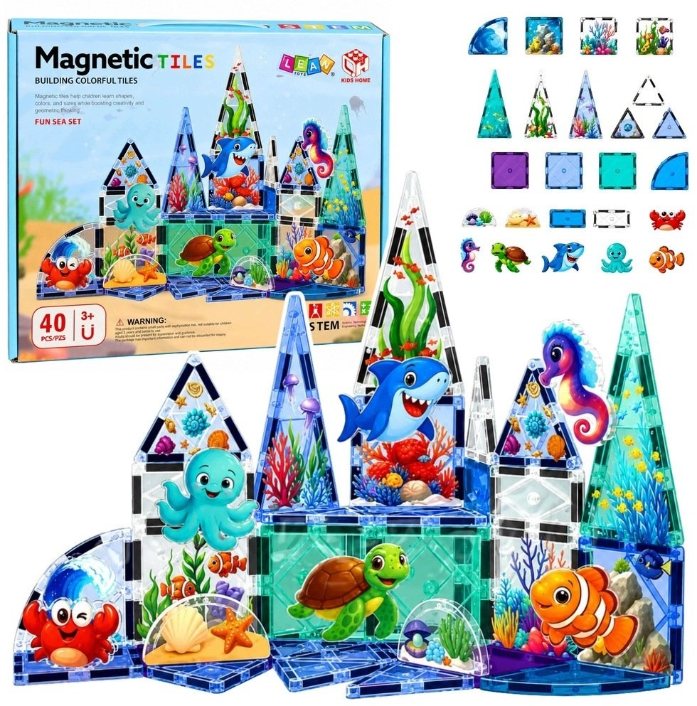 LeanToys Magnetic Construction Blocks Sea Animals