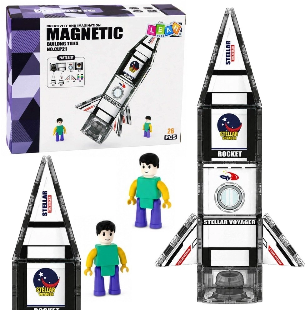 LeanToys Klocki Magnetyczne Konstrukcyjne Rakieta Kosmiczna