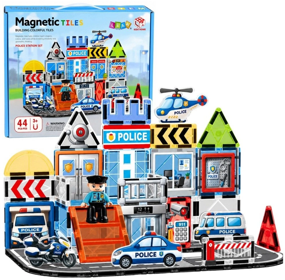 LeanToys Magnetic Construction Blocks Police Base
