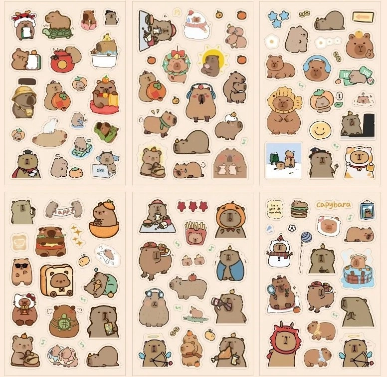 Lean Set of Capybara Stickers for