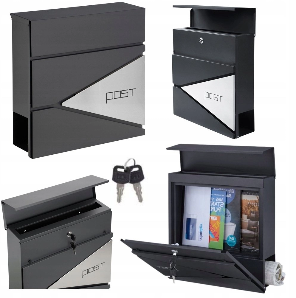 Lean Large Mailbox for Letters Anthracite