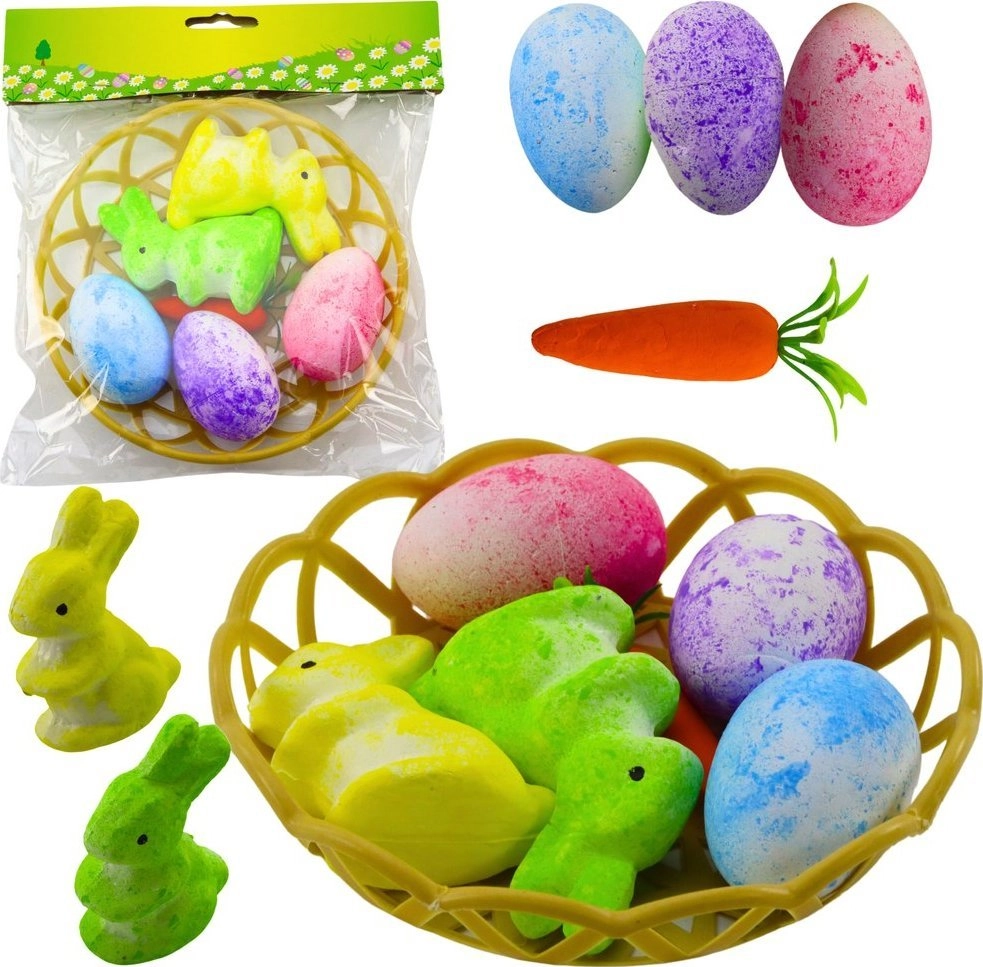 Easter decorations in a basket Bunnies