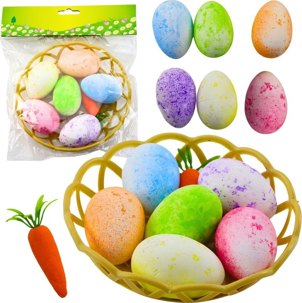 Easter decorations in a basket  colorful