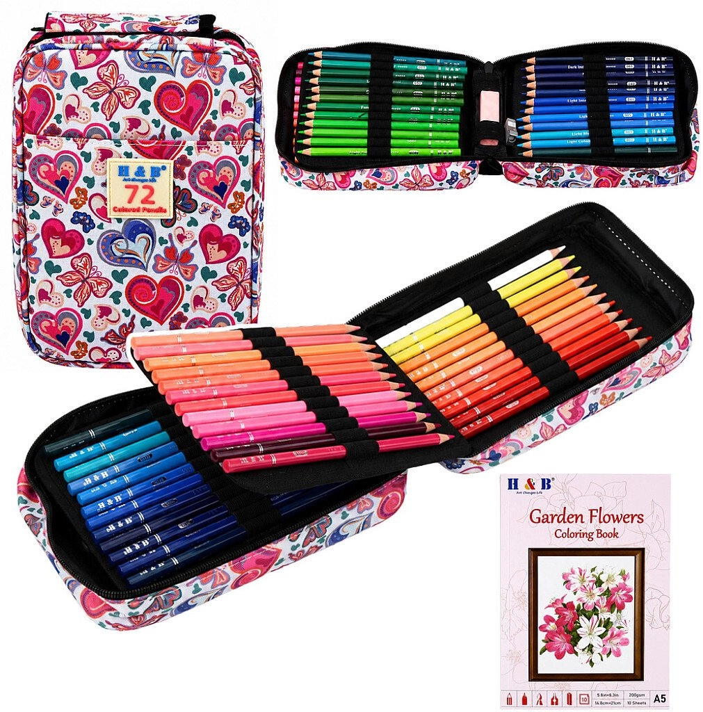 Lean Three-compartment Pencil Case Coloring Book