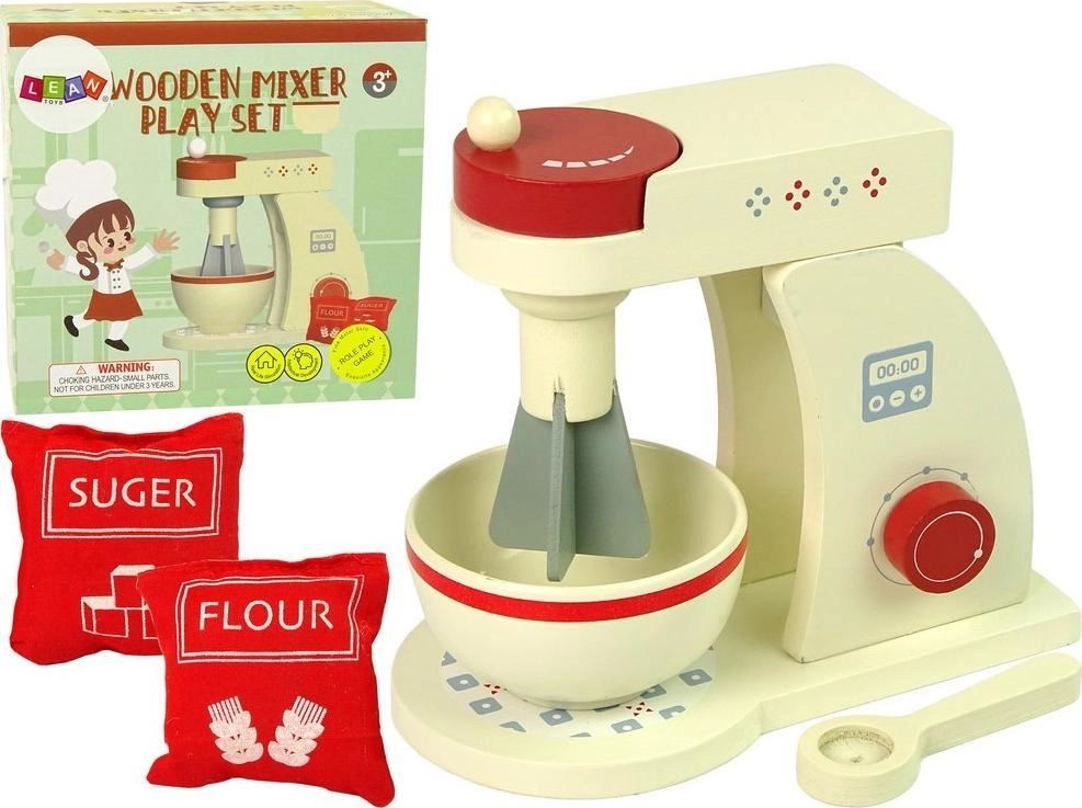 Wooden food processor mixer with accessories