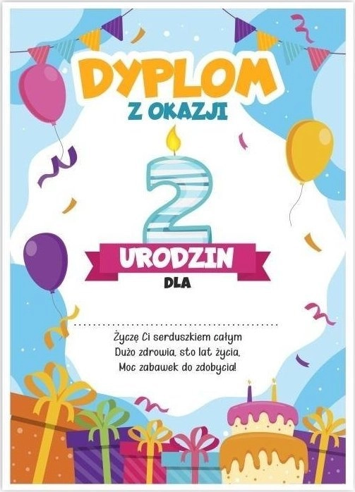 A5 birthday diploma - second birthday