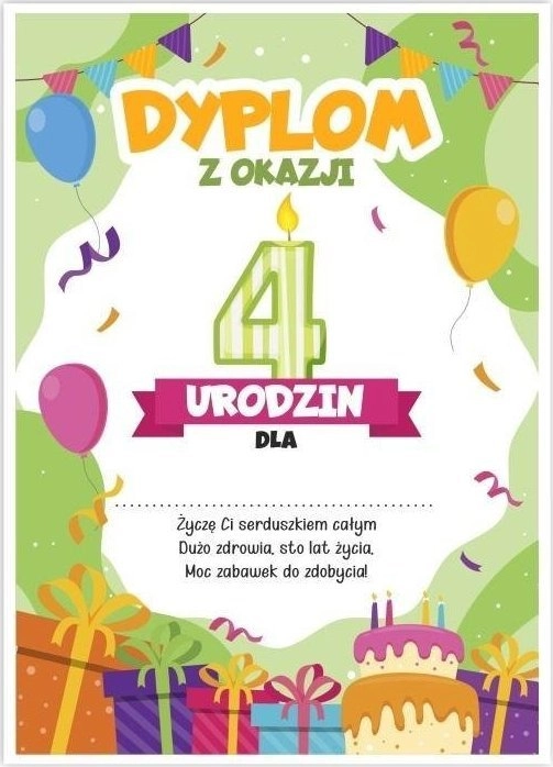 A5 birthday diploma - fourth birthday